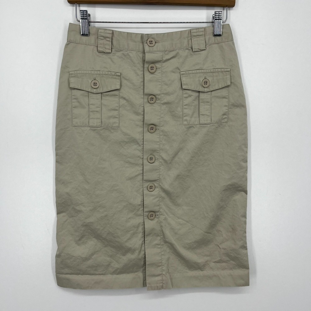 Gap Khakis Skirt Women's Juniors Size 1‎ Beige Cargo Button Knee Length Y2K